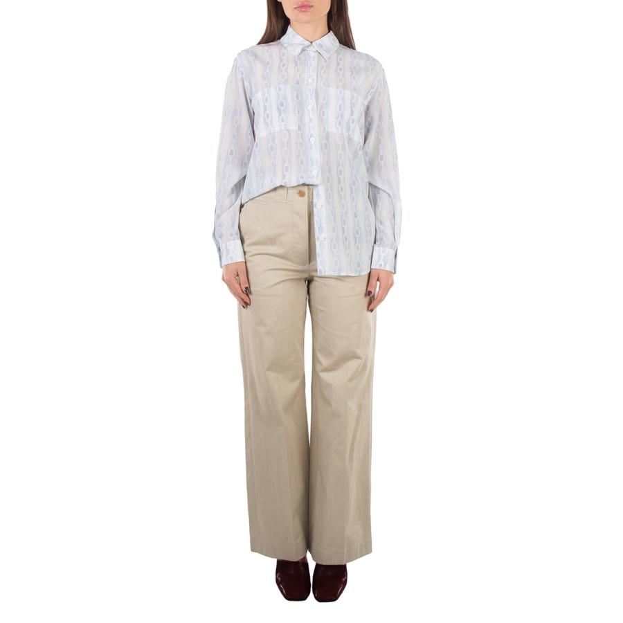 Burberry Ivanna Chain Print Silk Button-Down Collar Oversized Shirt by BURBERRY