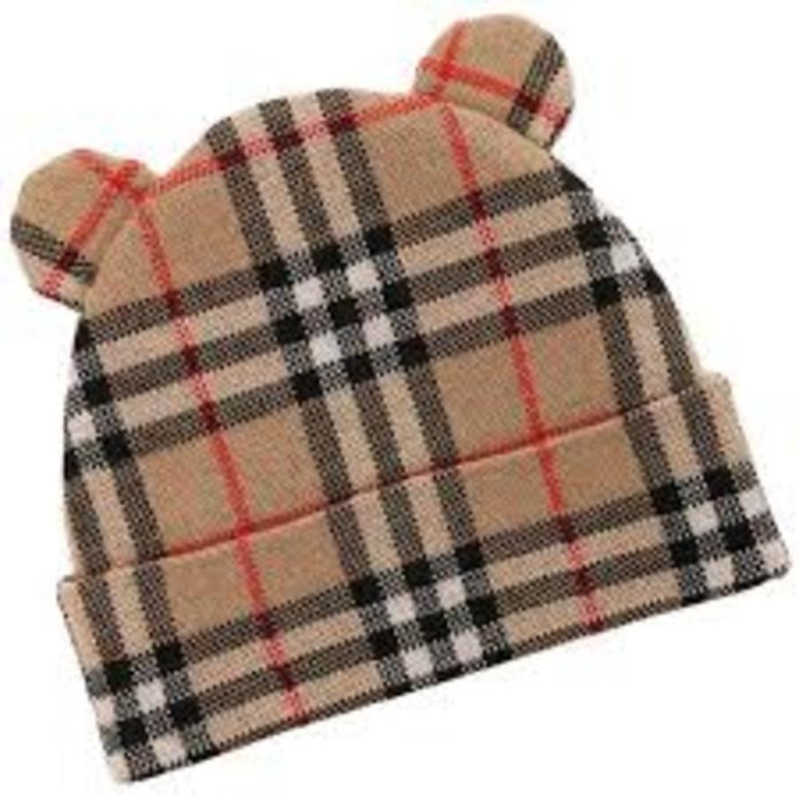 Burberry Kids Archive Beige Check Wool Teddy Beanie by BURBERRY