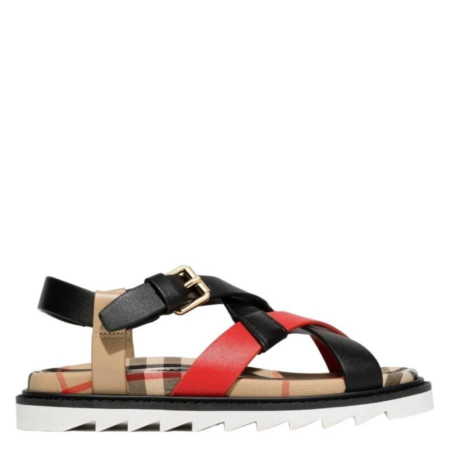 Burberry Kids Archive Beige Jane Tri-Tone Sandals by BURBERRY