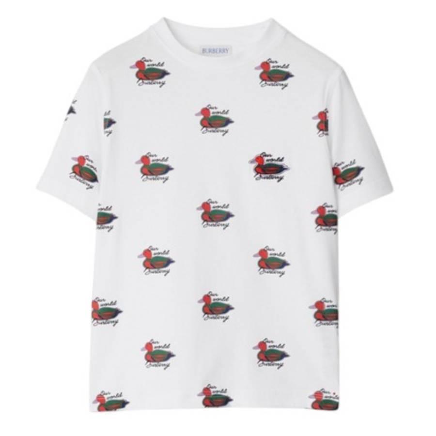 Burberry Kids Cedar Duck Print Cotton T-Shirt by BURBERRY