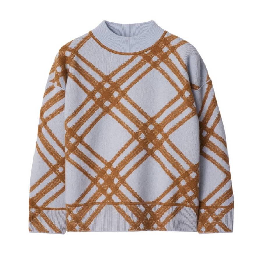 Burberry Kids Check Pattern Wool Blend Sweater by BURBERRY