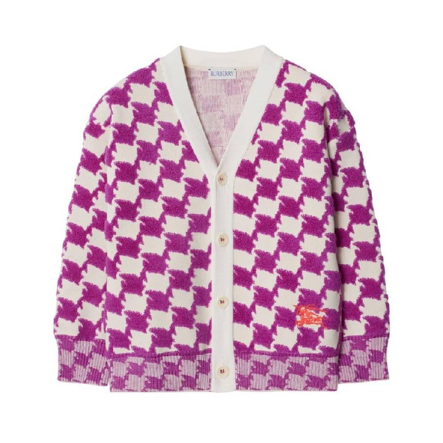 Burberry Kids EKD Duckstooth Wool Blend Cardigan by BURBERRY