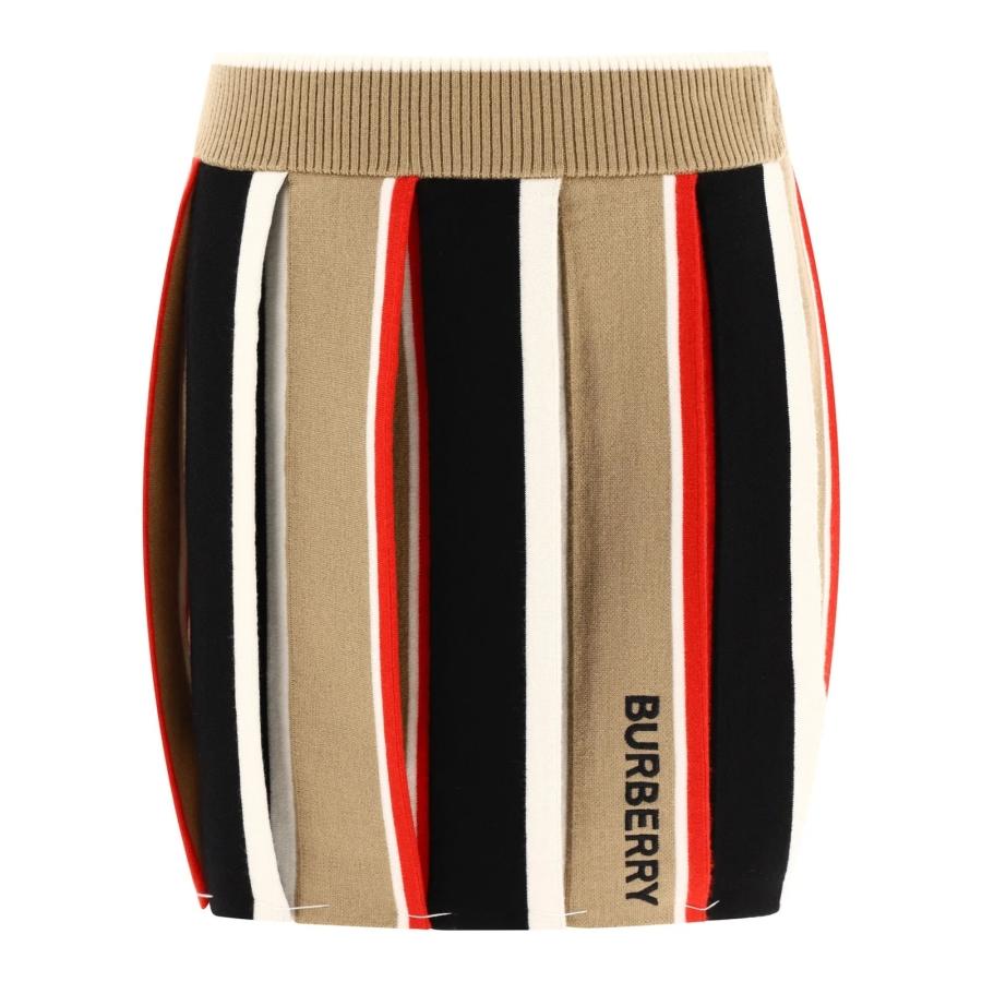 Burberry Kids Logo Embroidered Striped Knitted Skirt by BURBERRY