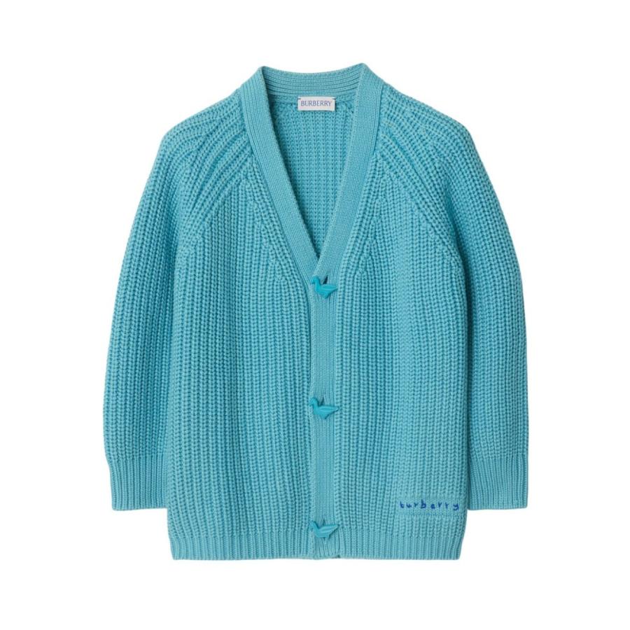 Burberry Kids Logo Embroidery V-Neck Cardigan by BURBERRY