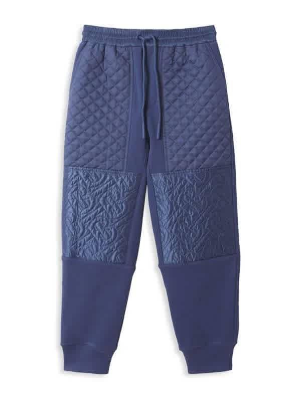 Burberry Kids Pebble Blue Monogram Quilted Jogger Pants by BURBERRY