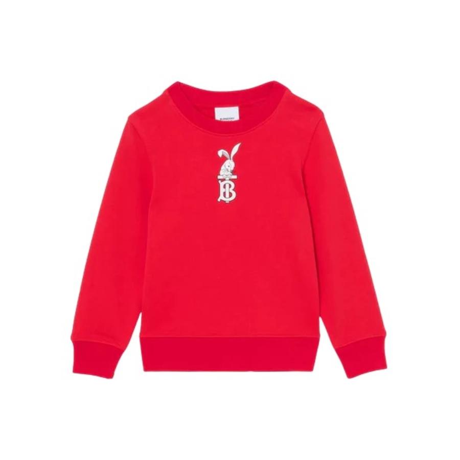 Burberry Kids Rabbit Print Long Sleeve Sweater in Bright Red by BURBERRY