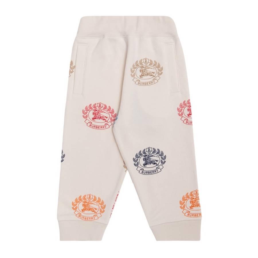 Burberry Kids Sidney All-Over Logo Printed Pants in Pale Cream by BURBERRY