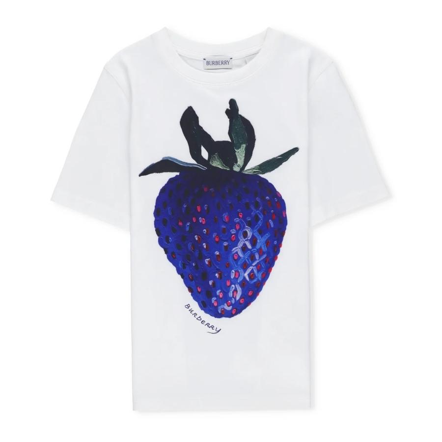 Burberry Kids Strawberry Printed Crewneck T-Shirt by BURBERRY