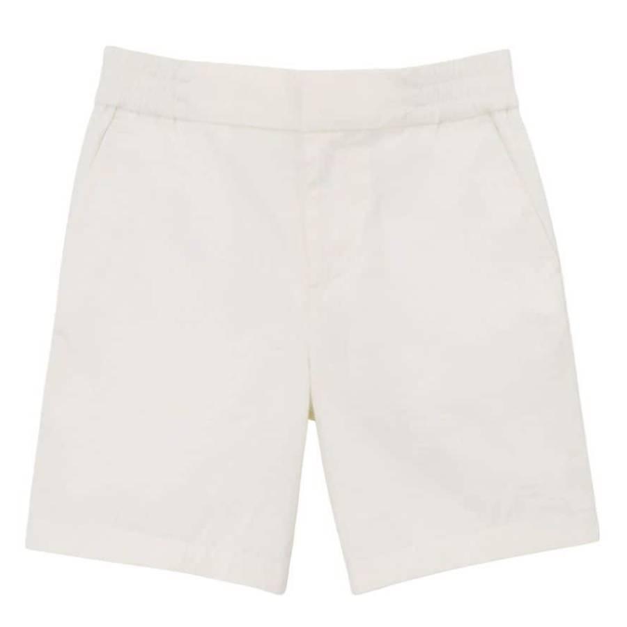 Burberry Kids White Romeo EKD Cotton Chino Shorts by BURBERRY