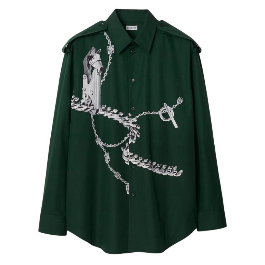 Burberry Knight Hardware Printed Cotton Shirt by BURBERRY