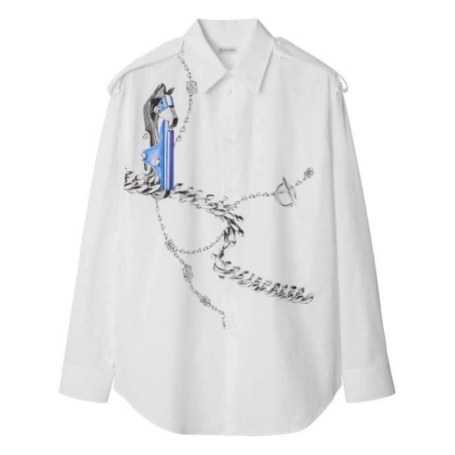 Burberry Knight Hardware Printed Cotton Shirt by BURBERRY