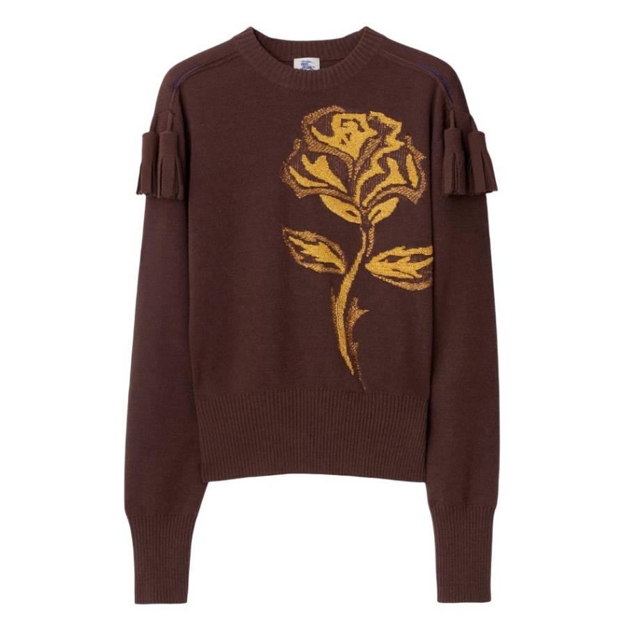 Burberry Knit Stretch Floral Graphic Sweater by BURBERRY