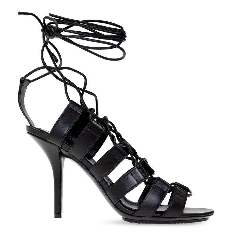 Burberry Ladies Black Beverly Cut-Out Leather Laced Stiletto-Heel Sandals by BURBERRY