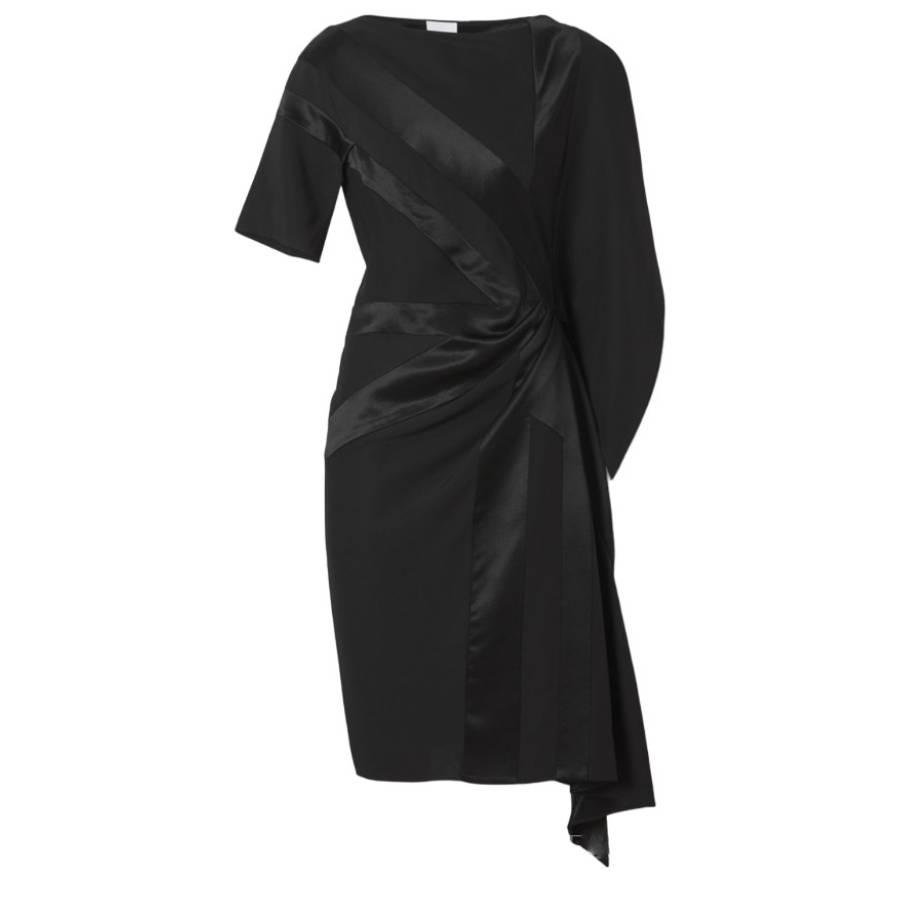 Burberry Ladies Black Flag Intarsia Asymmetrical Silk Dress by BURBERRY