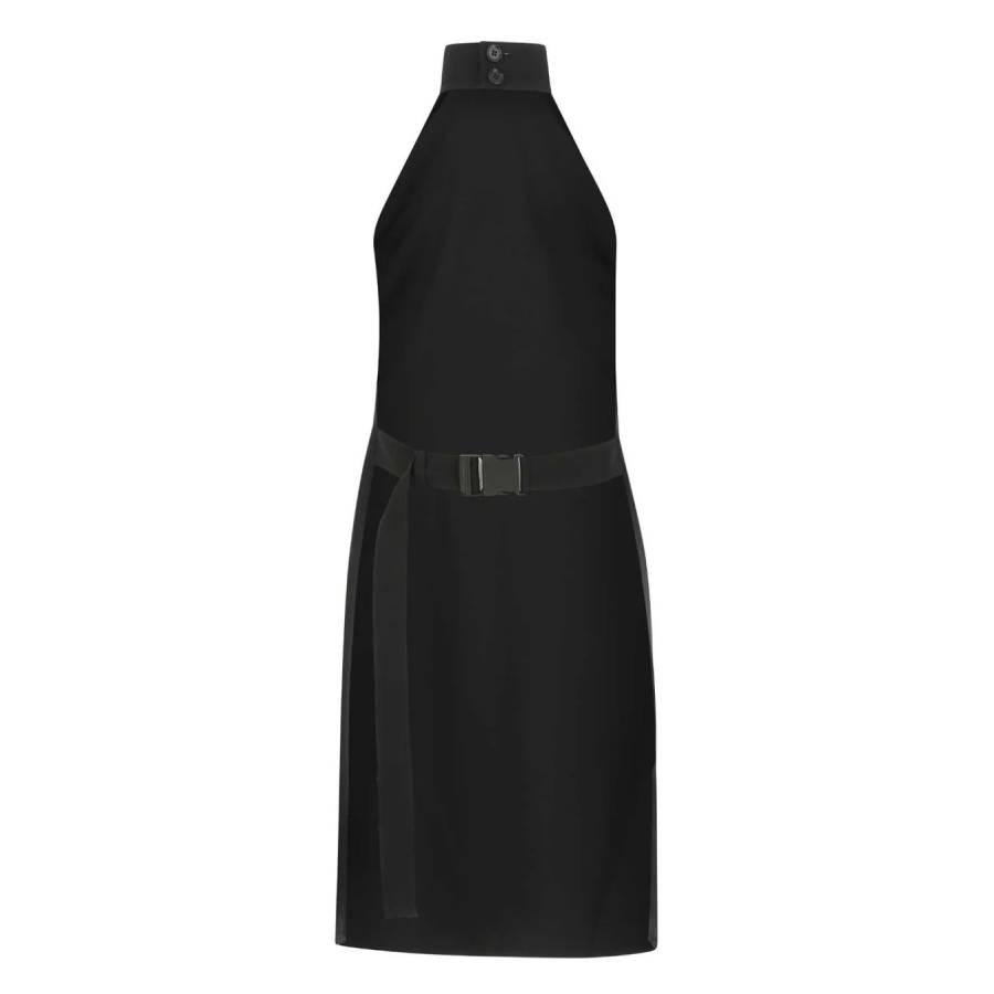 Burberry Ladies Black Silk Bib Funnel-Neck Sleeveless Dress by BURBERRY