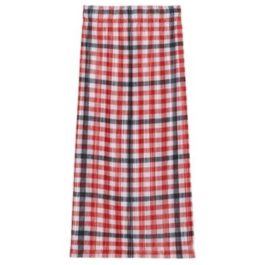 Burberry Ladies Bright Red Check Lorelei Pleated Skirt by BURBERRY
