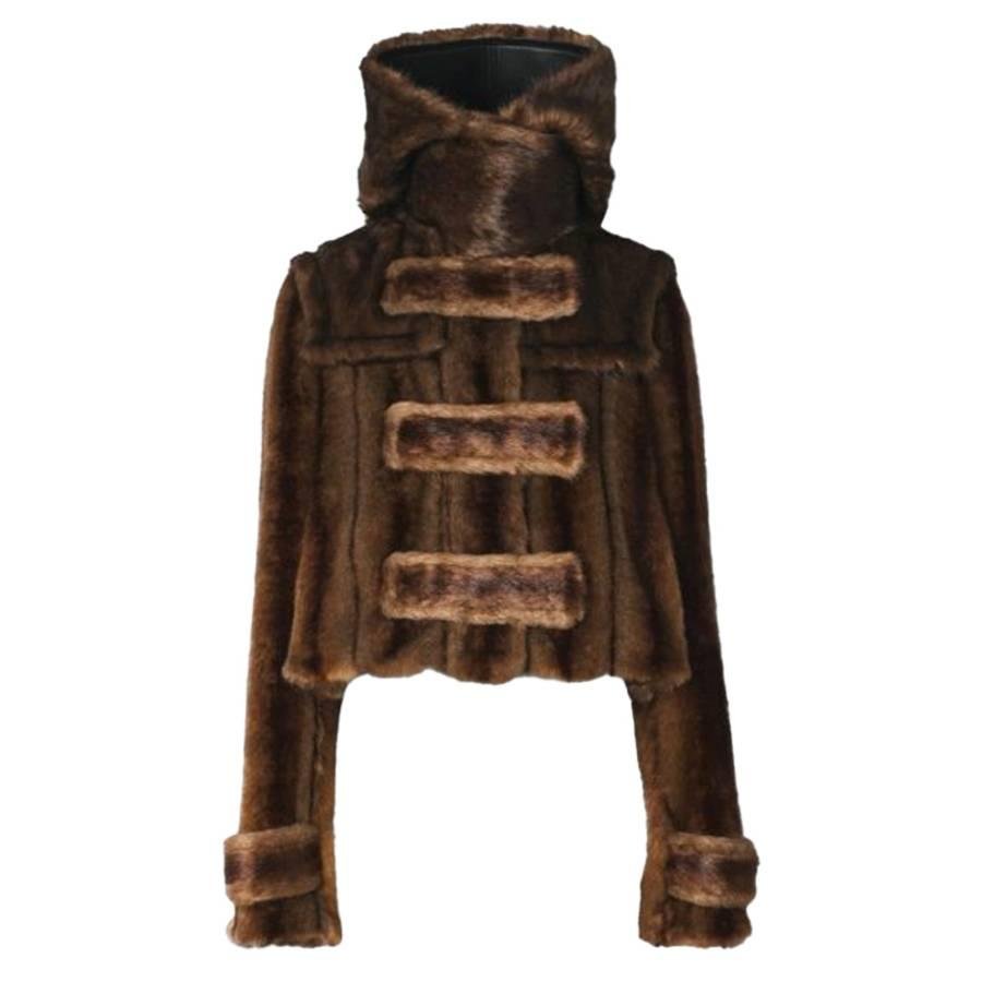 Burberry Ladies Brown Reconstructed Faux Fur Duffle Coat by BURBERRY