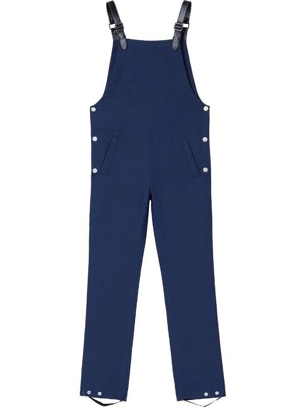 Burberry Ladies Dark Canvas Blue Square-Neck Slim-Cut Dungarees by BURBERRY