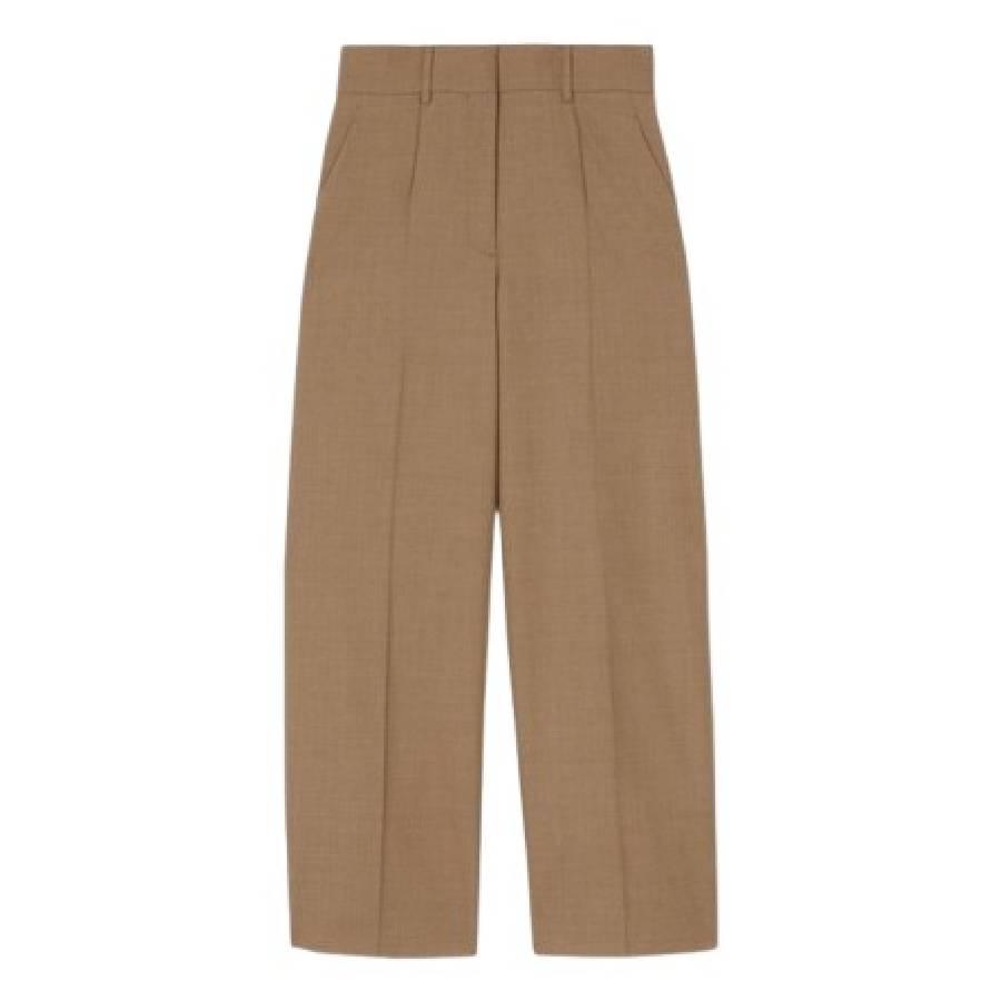 Burberry Ladies Deep Taupe Jane Asian Fit Wool Wide Leg Pants by BURBERRY