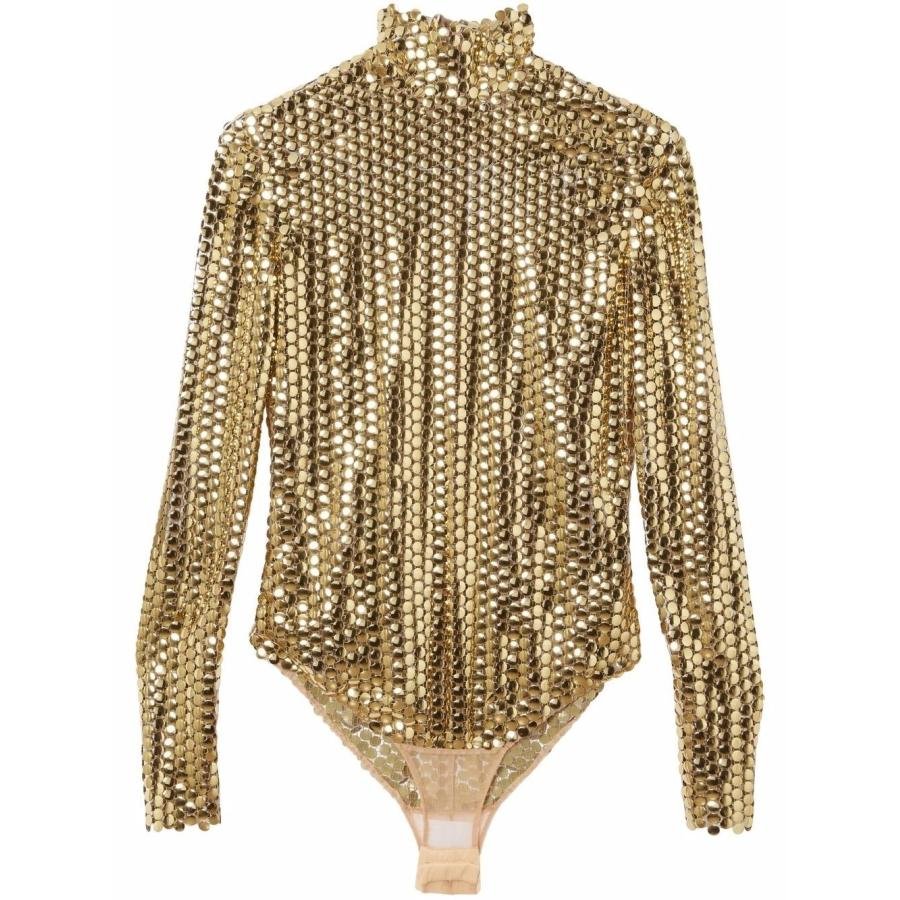 Burberry Ladies Gold Embellished Long-Sleeve Bodysuit by BURBERRY