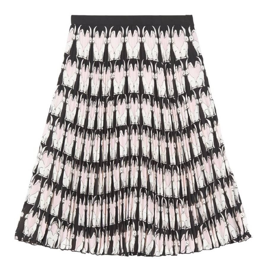 Burberry Ladies Rabbit Print Pleated Crepe De Chine Skirt by BURBERRY