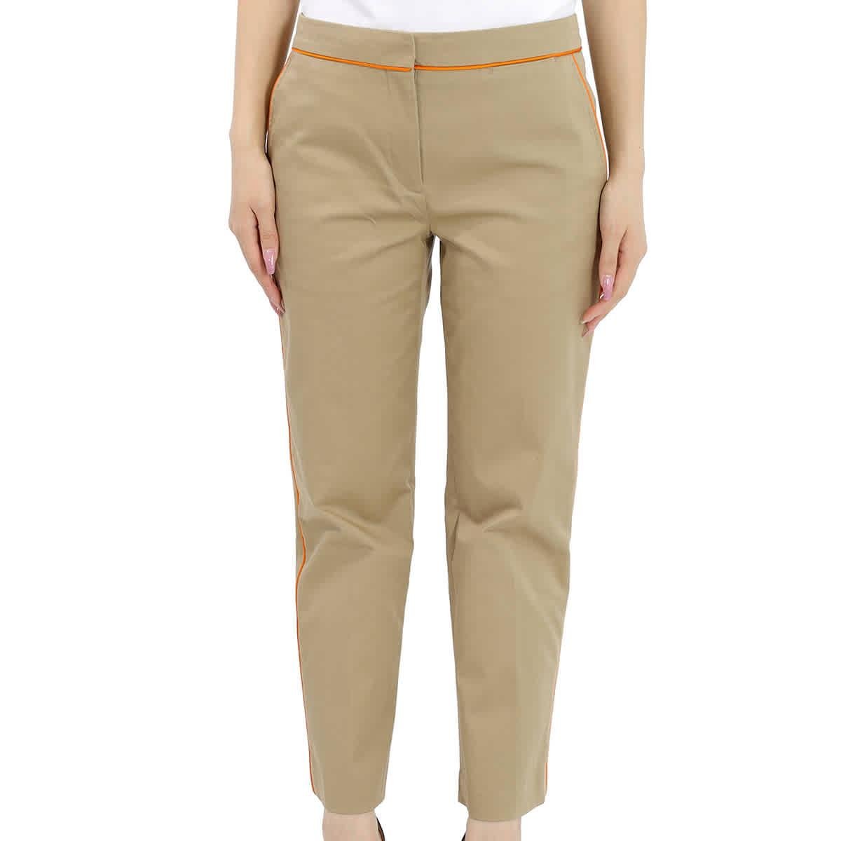 Burberry Ladies Silk Trim Cropped Cotton Chinos by BURBERRY