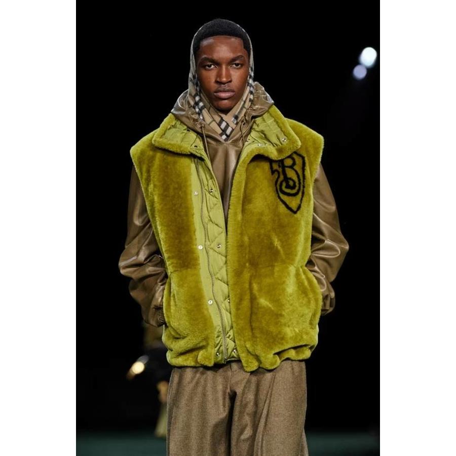 Burberry Lamb Shearling Down Vest with B-Shield Print by BURBERRY