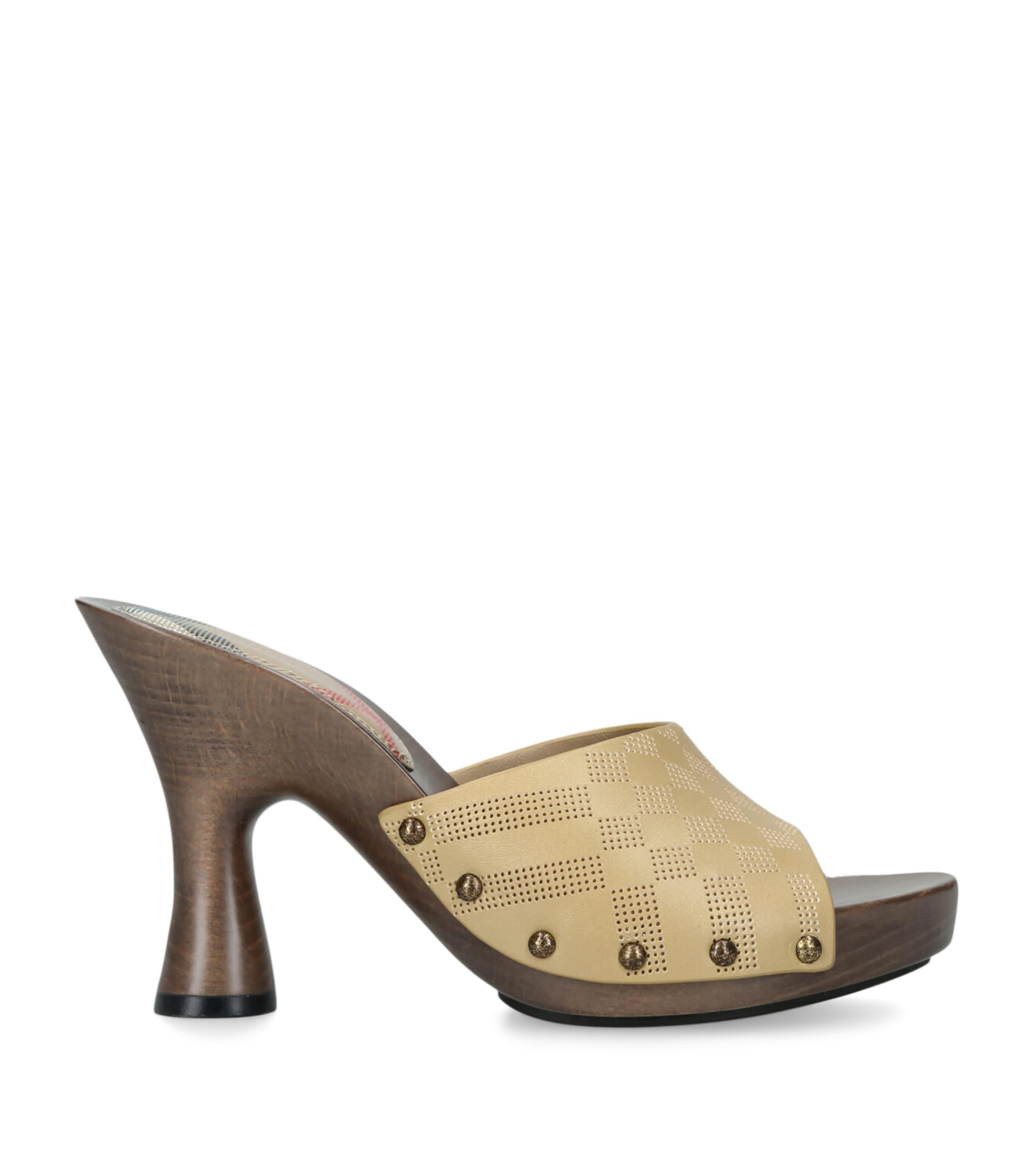 Burberry Leather Check Potter Mules 75 by BURBERRY