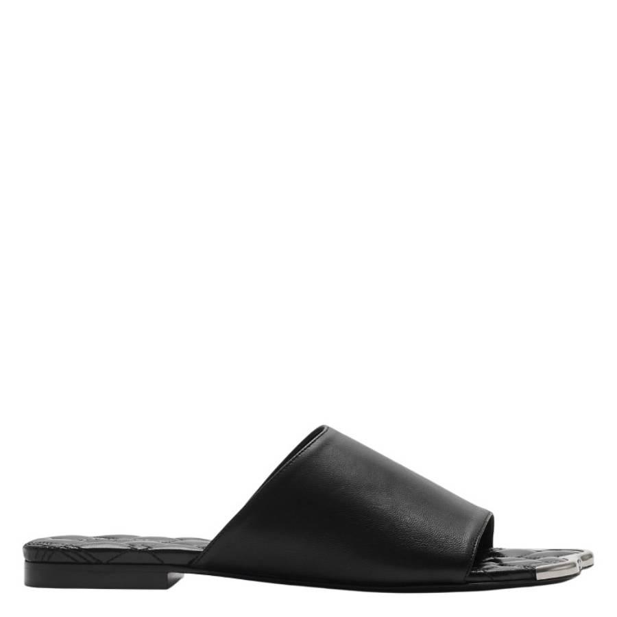 Burberry Leather Duck Slides by BURBERRY