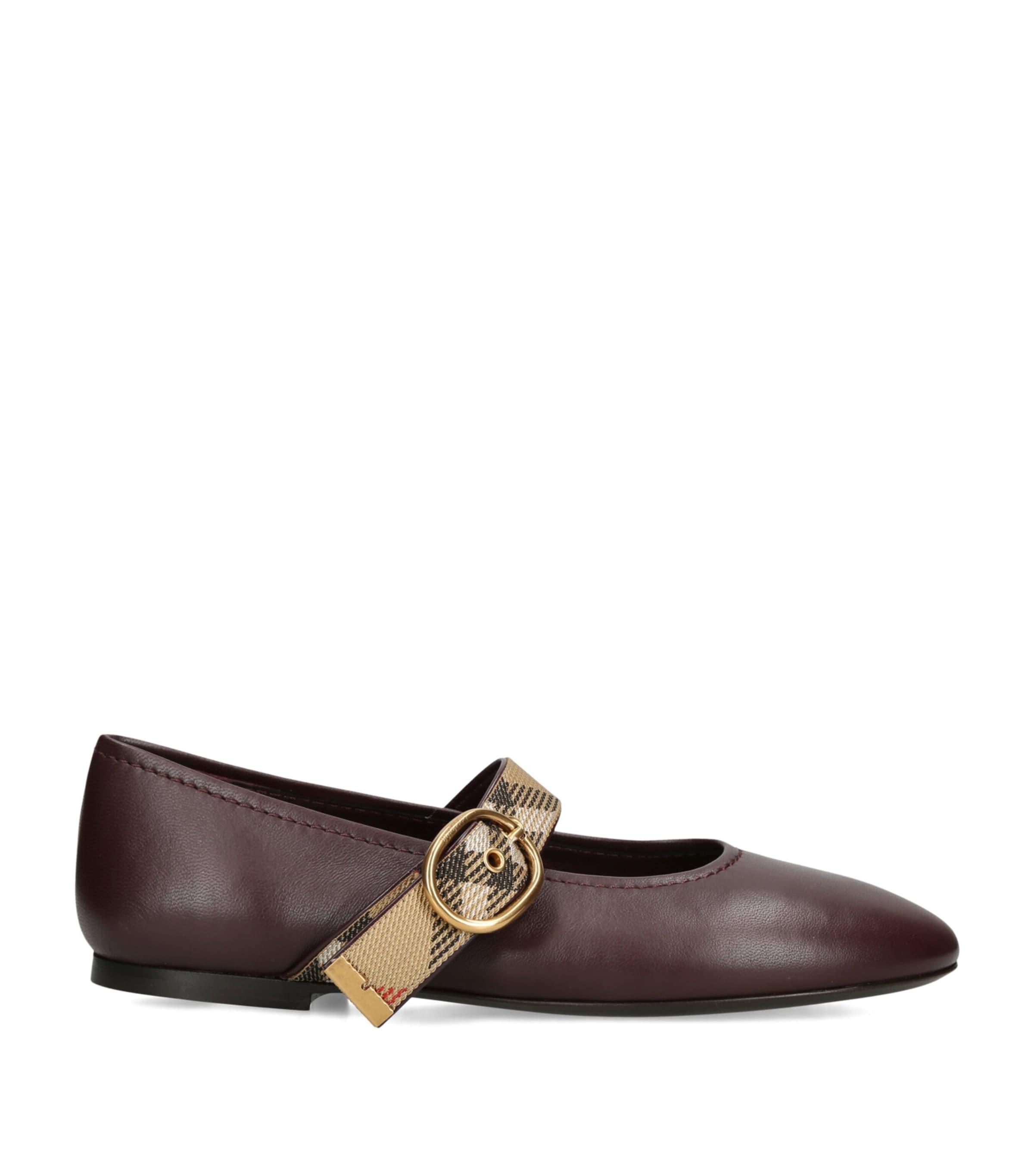 Burberry Leather Robin Ballet Flats by BURBERRY