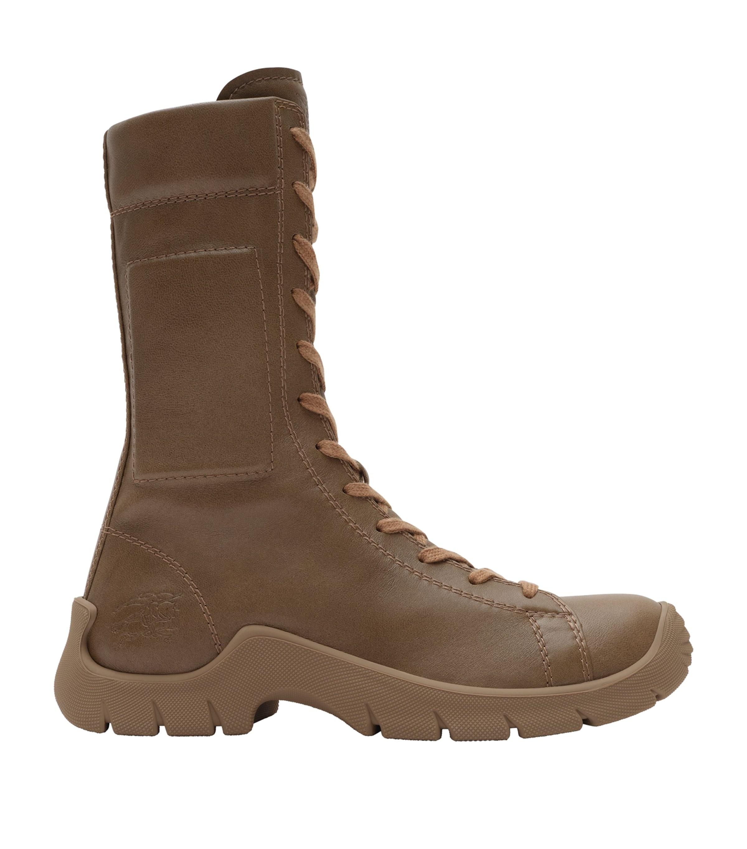 Burberry Leather Tone Lace-Up Boots by BURBERRY