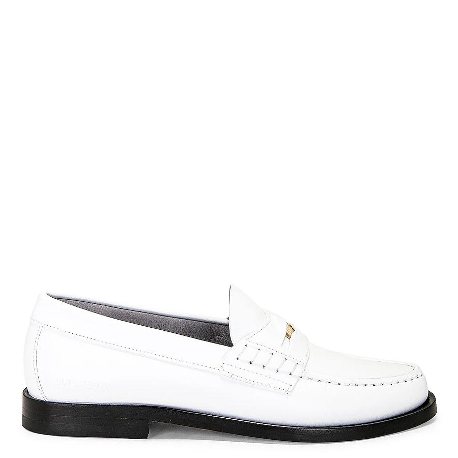 Burberry Logo-Detail Leather Penny Loafers by BURBERRY