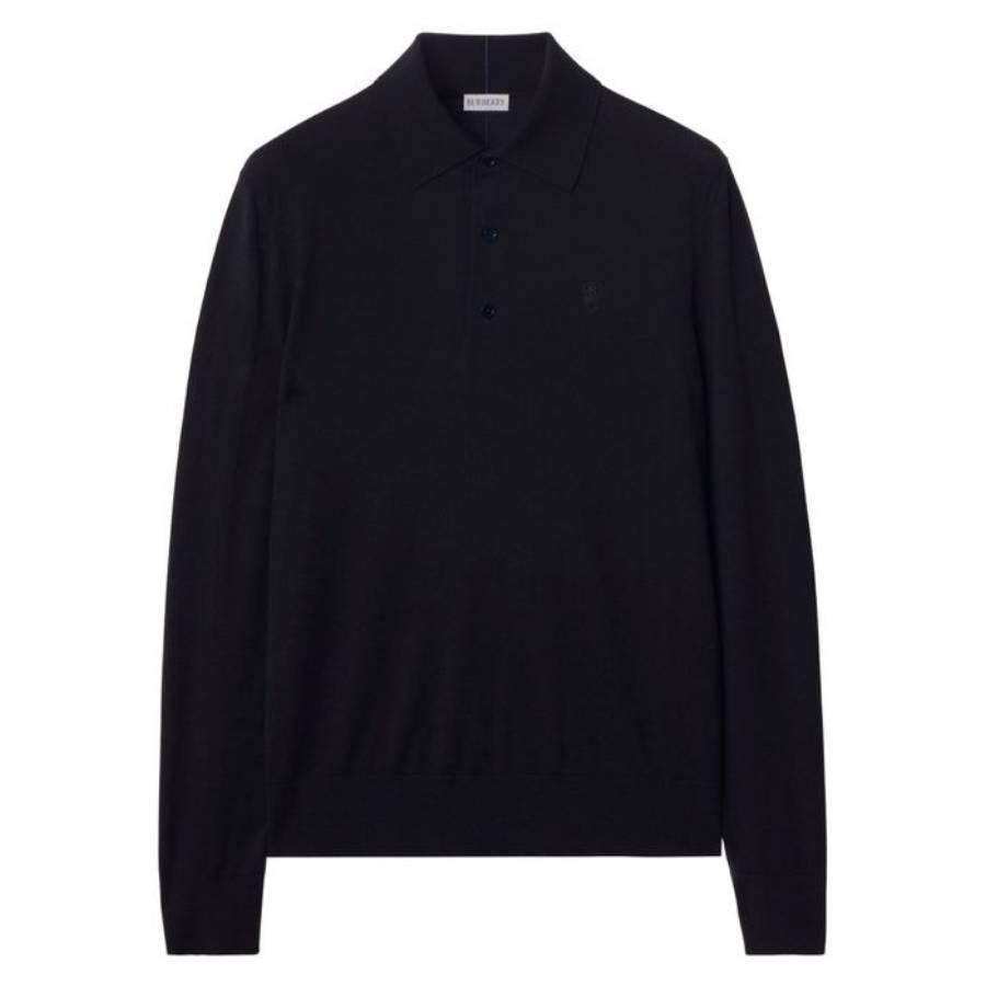 Burberry Logo Embroidered Long-Sleeved Polo Shirt by BURBERRY