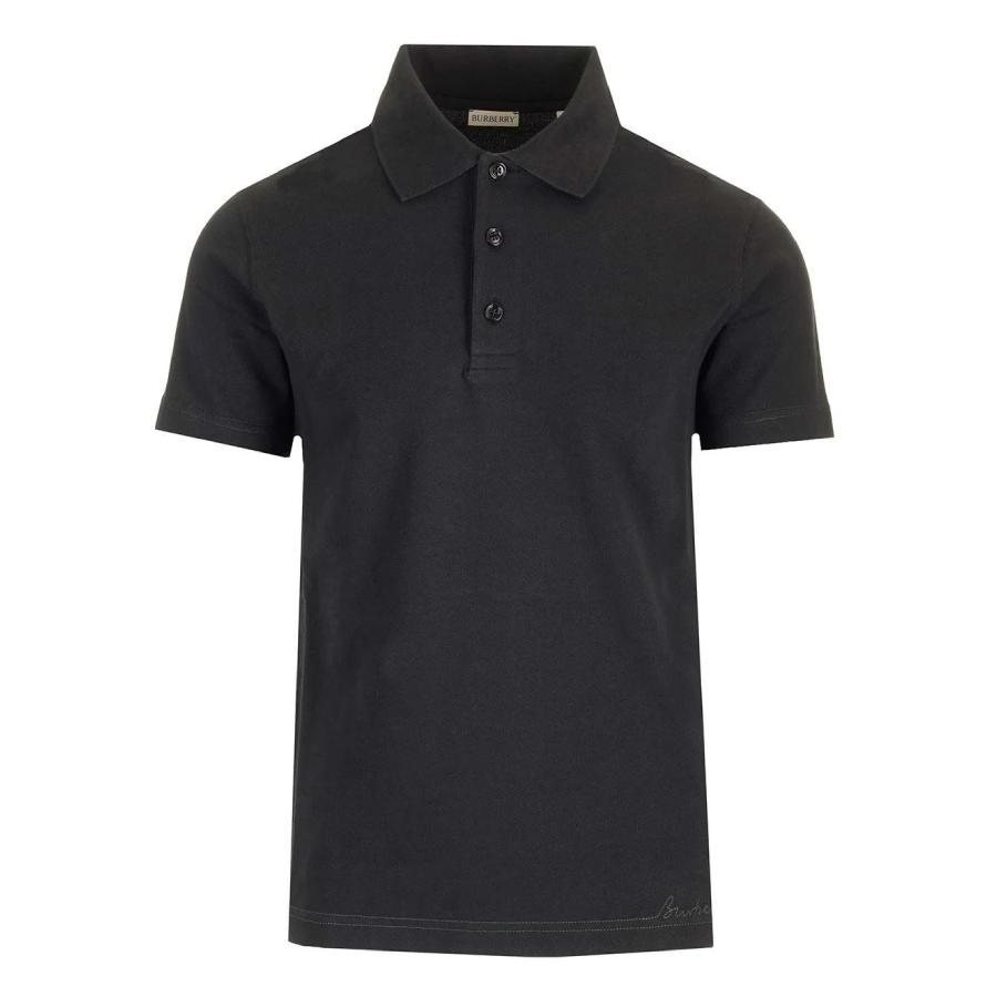Burberry Logo Embroidered Straight Hem Cotton Polo Shirt by BURBERRY