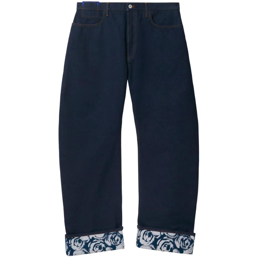 Burberry Logo Patch Cotton Wide Leg Cotton Jeans by BURBERRY