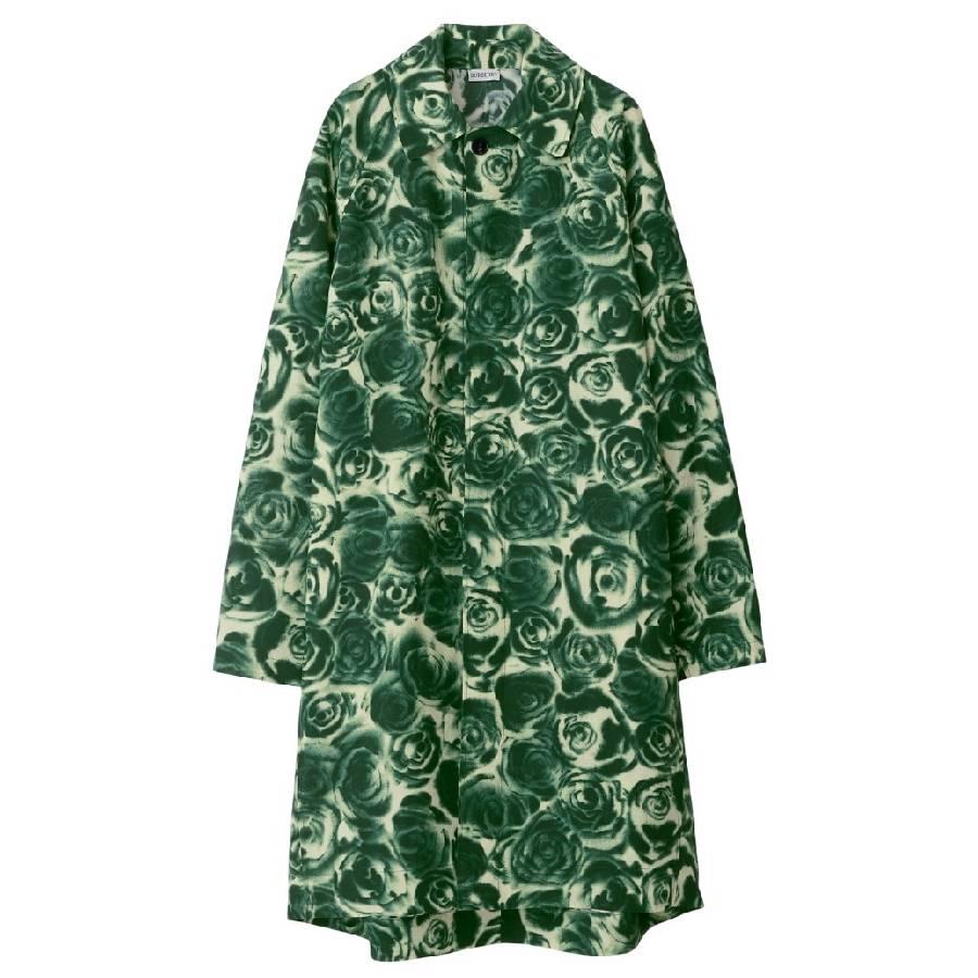 Burberry Long All Over Rose Print Raincoat by BURBERRY