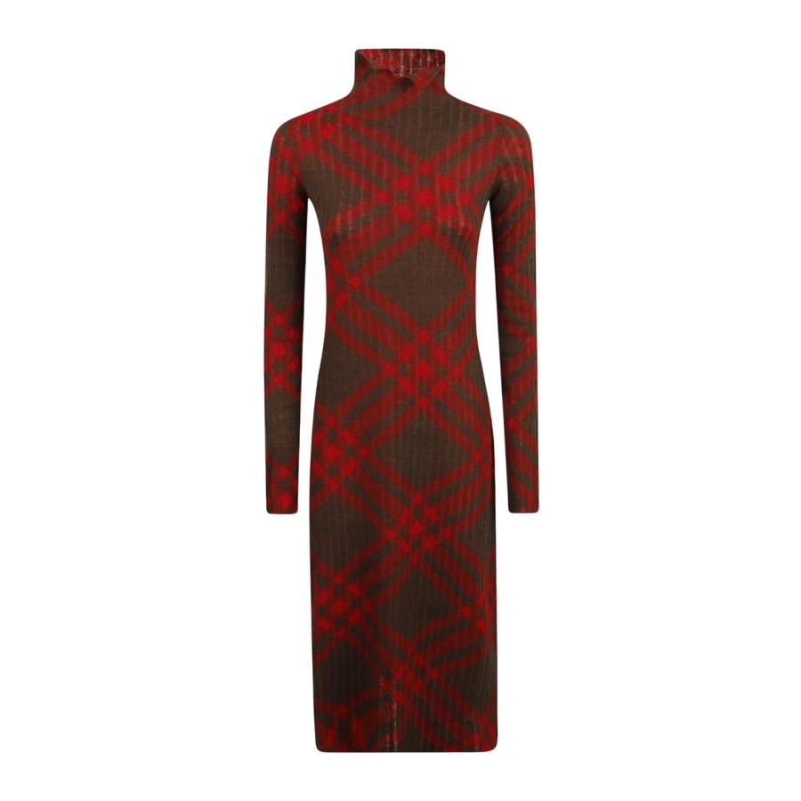 Burberry Long Sleeve Checkered Wool Blend Shift Dress by BURBERRY