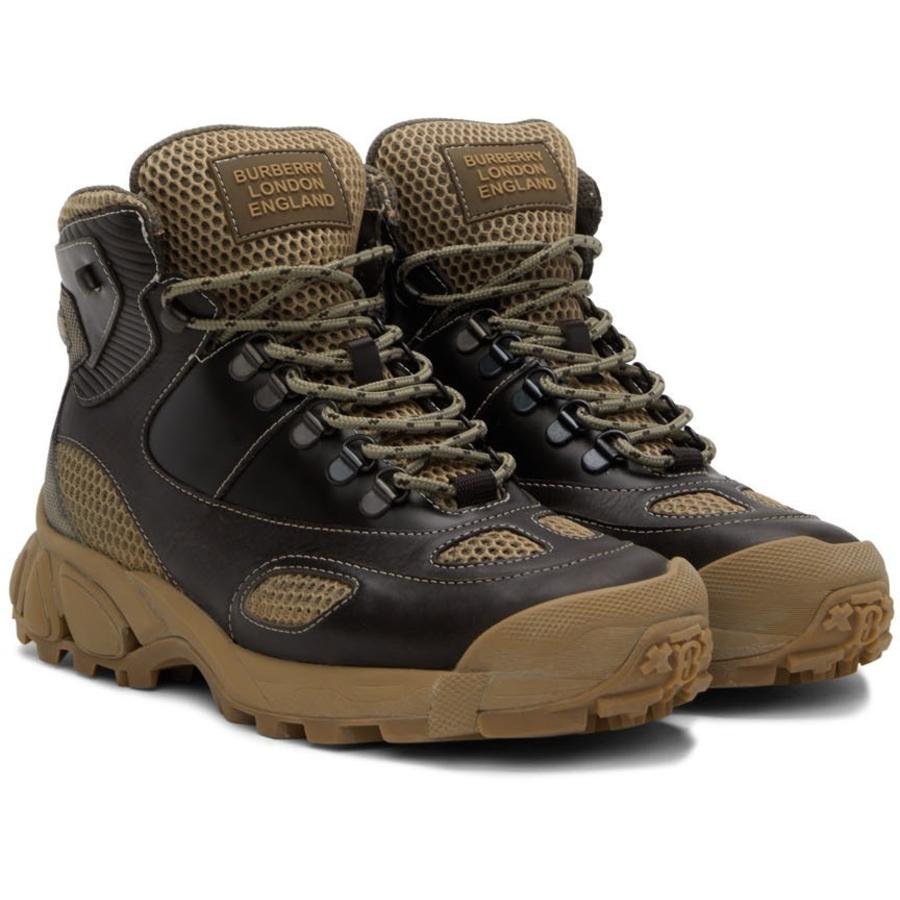 Burberry Mens Deepbrown/Darkstone Tor Panelled Hiking Boots by BURBERRY
