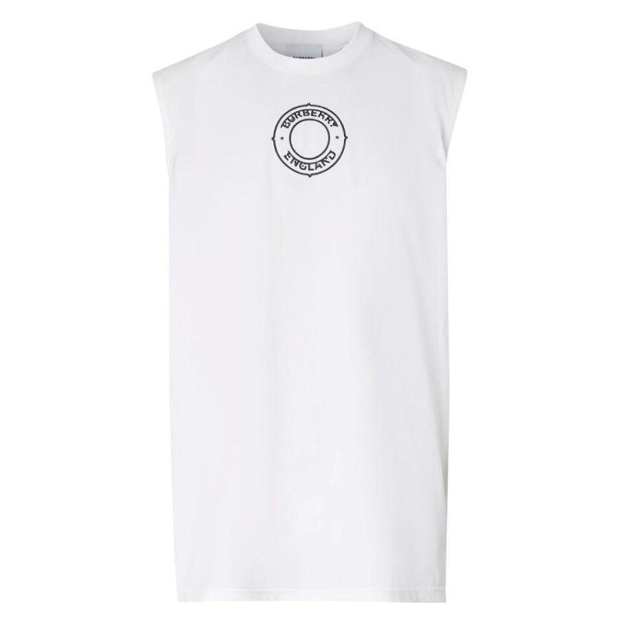 Burberry Mens Optic White Logo Graphic Print Vest by BURBERRY