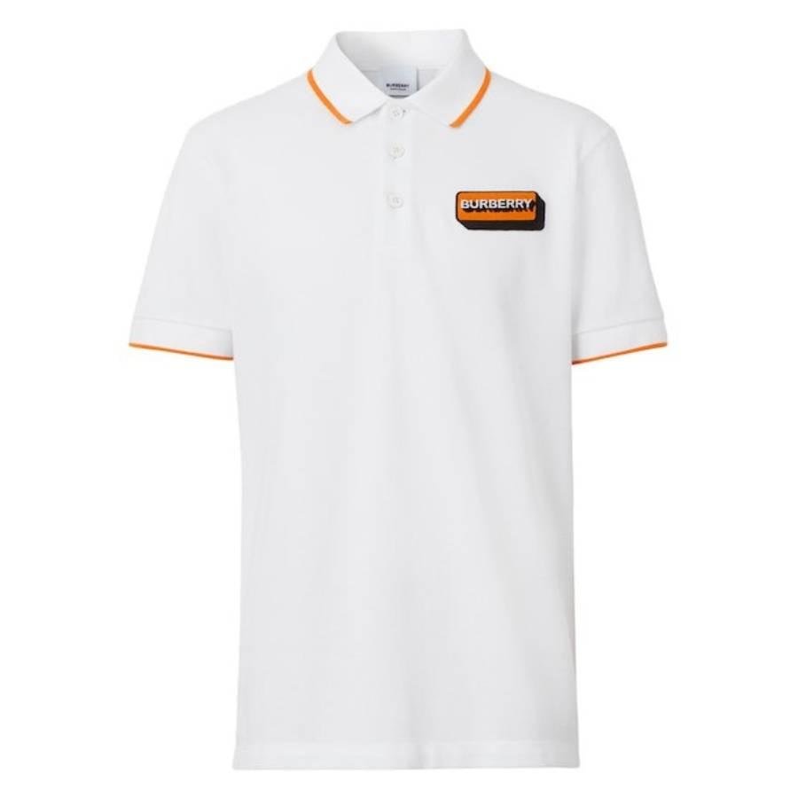 Burberry Mens White Perrywood Logo Applique Polo Shirt by BURBERRY