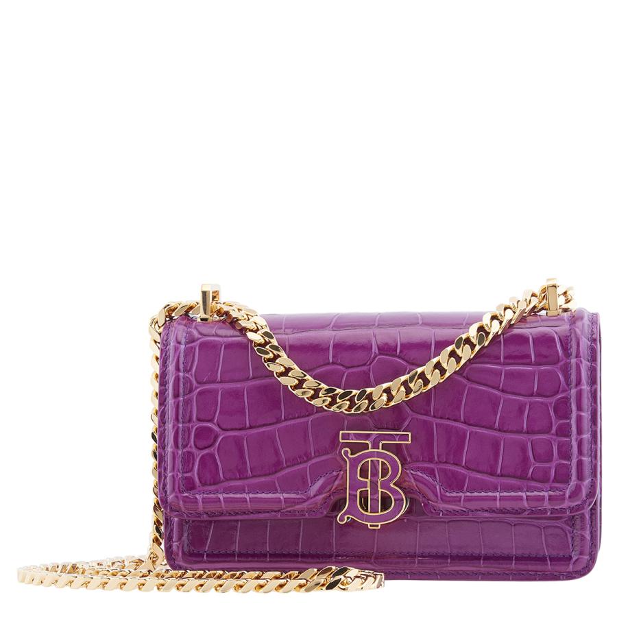 Burberry Mini TB-Plaque Leather Crossbody Bag by BURBERRY