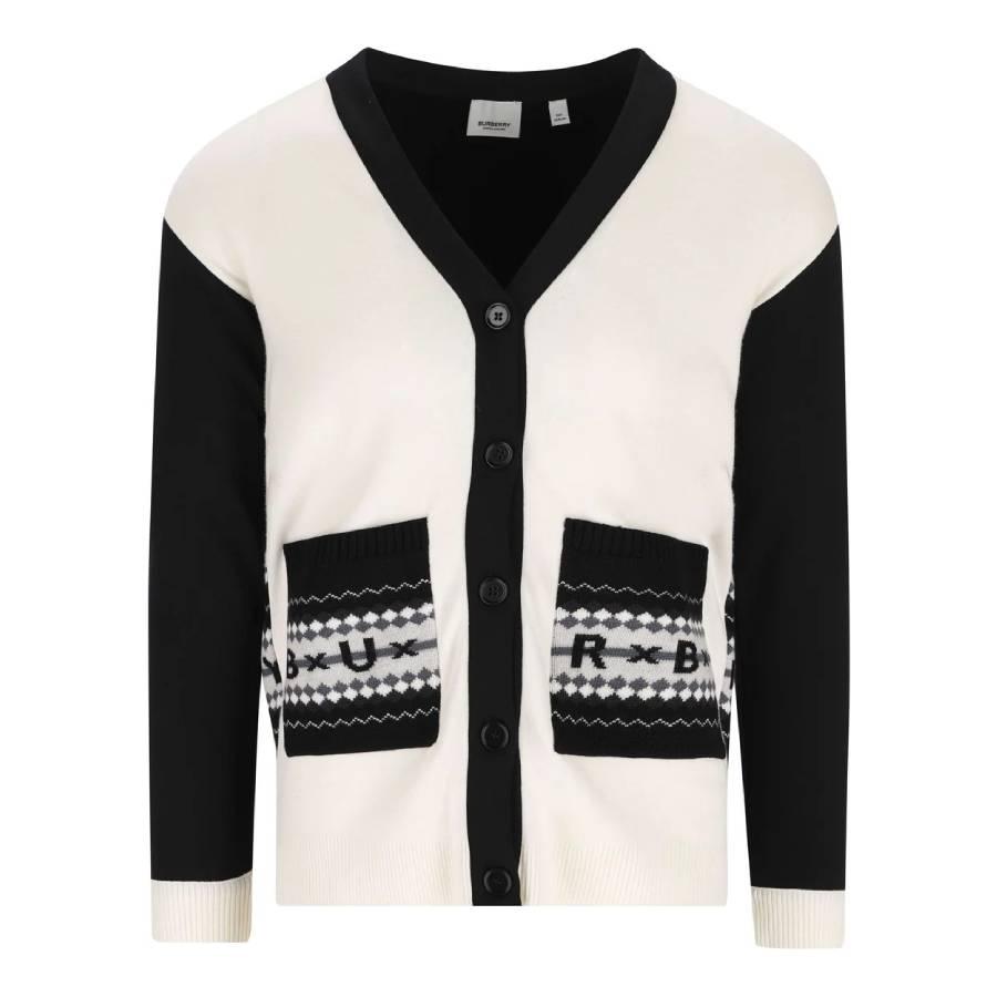 Burberry Niko V-Neck Fair Isle Logo Cardigan by BURBERRY