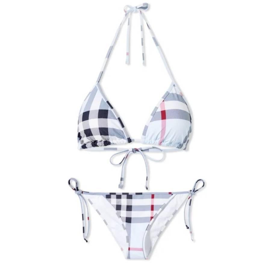 Burberry Pale Blue Exaggerated Check Bikini Set by BURBERRY