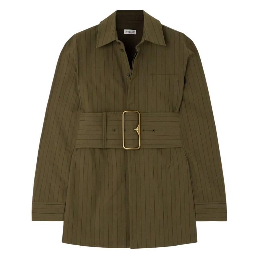 Burberry Pinstriped Cotton-Poplin Belted Shirt by BURBERRY