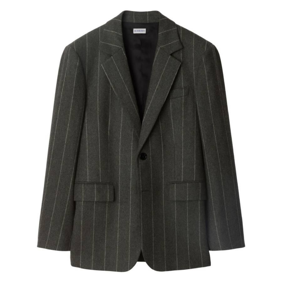Burberry Pinstriped Wool Tailored Blazer Jacket by BURBERRY
