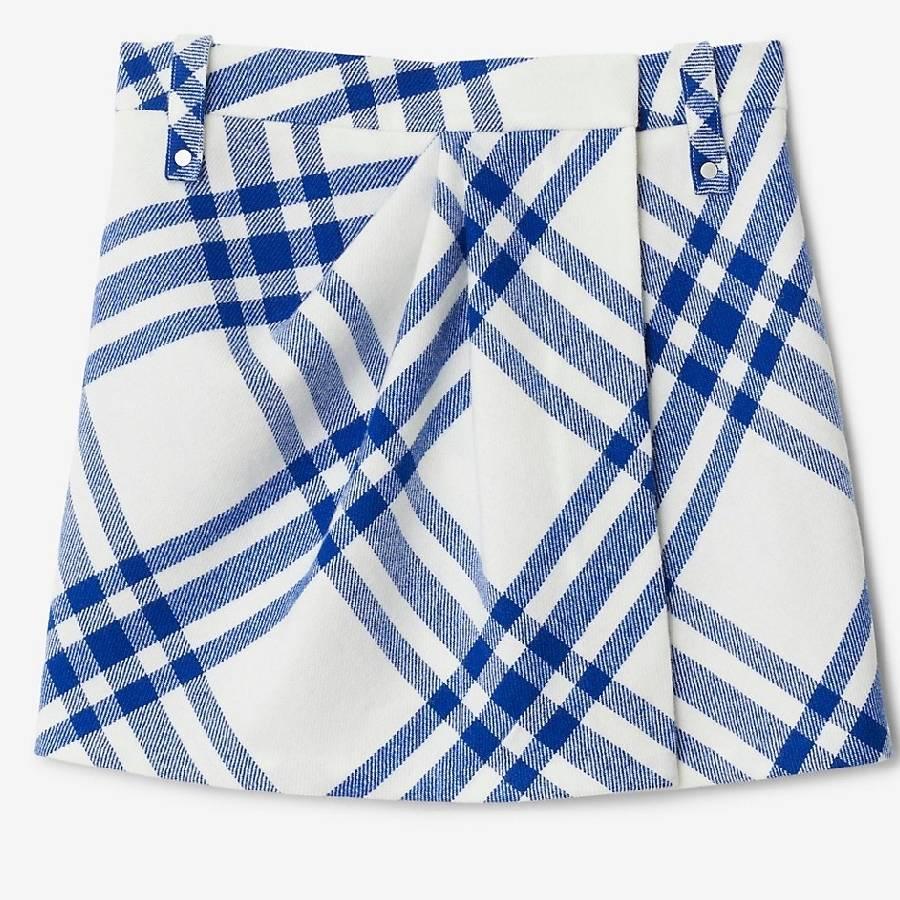 Burberry Pleat Detail Check Wool Mini Skirt by BURBERRY