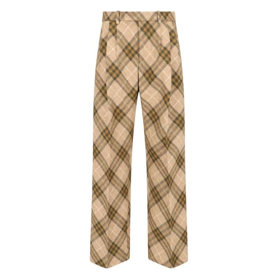 Burberry Pleated Check Wool Tailored Trousers by BURBERRY