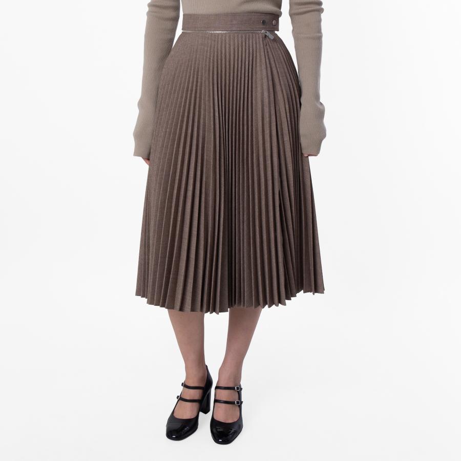Burberry Pleated Wool Midi Skirt by BURBERRY