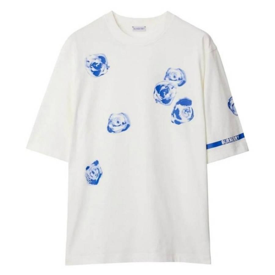Burberry Rose Print Cotton Jersey T-Shirt by BURBERRY