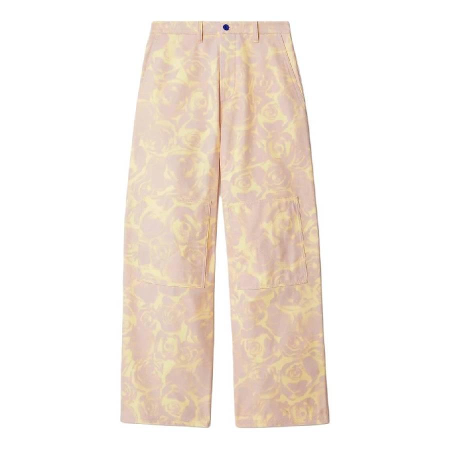 Burberry Rose-Print High Waist Cotton Pants by BURBERRY